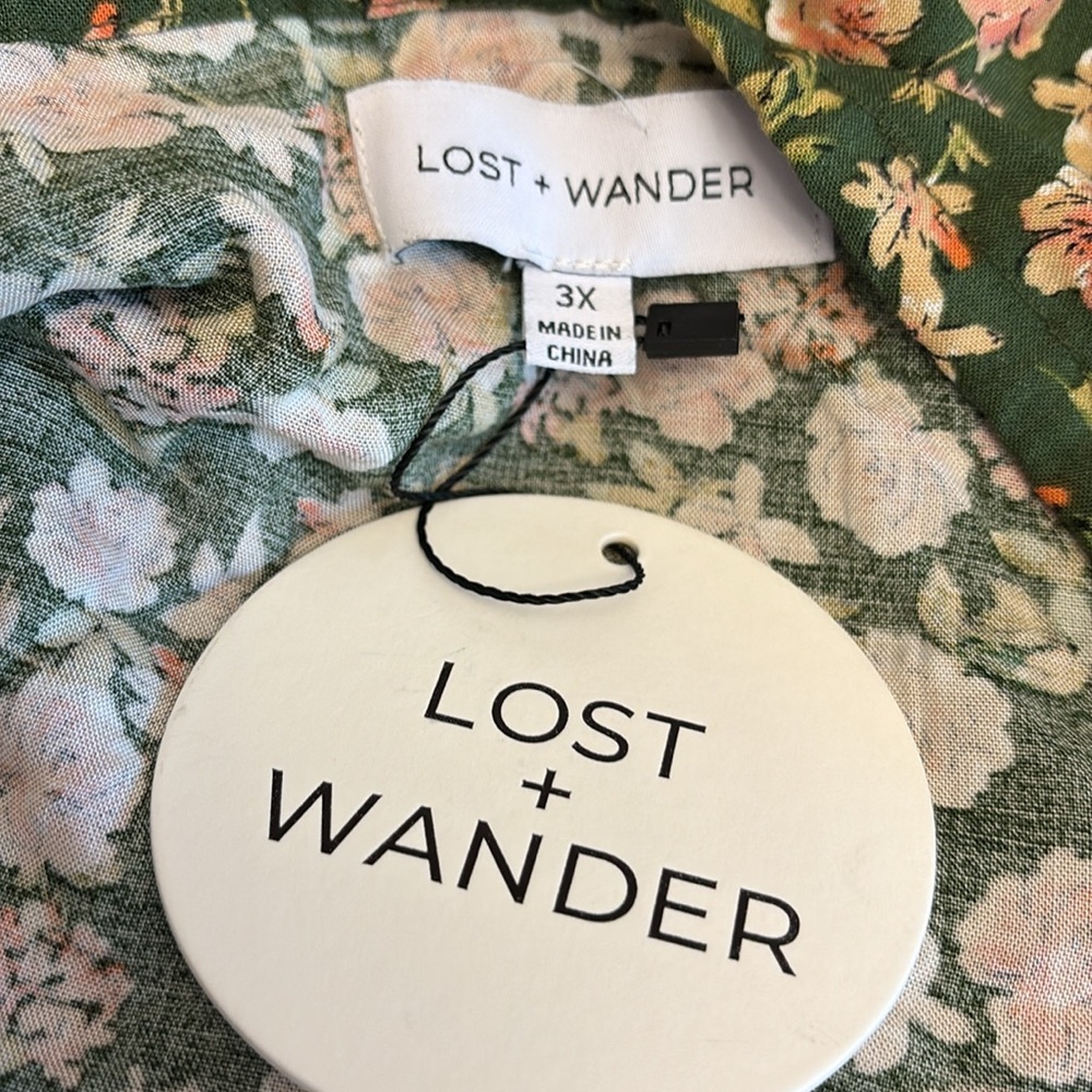 Lost + Wander dress wide neckline w/keyhole opening & tie lined floral Sz 3X NWT - Picture 7 of 9